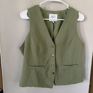Maison‎ D'amelie Womens 10 Green Snap Up Vest
